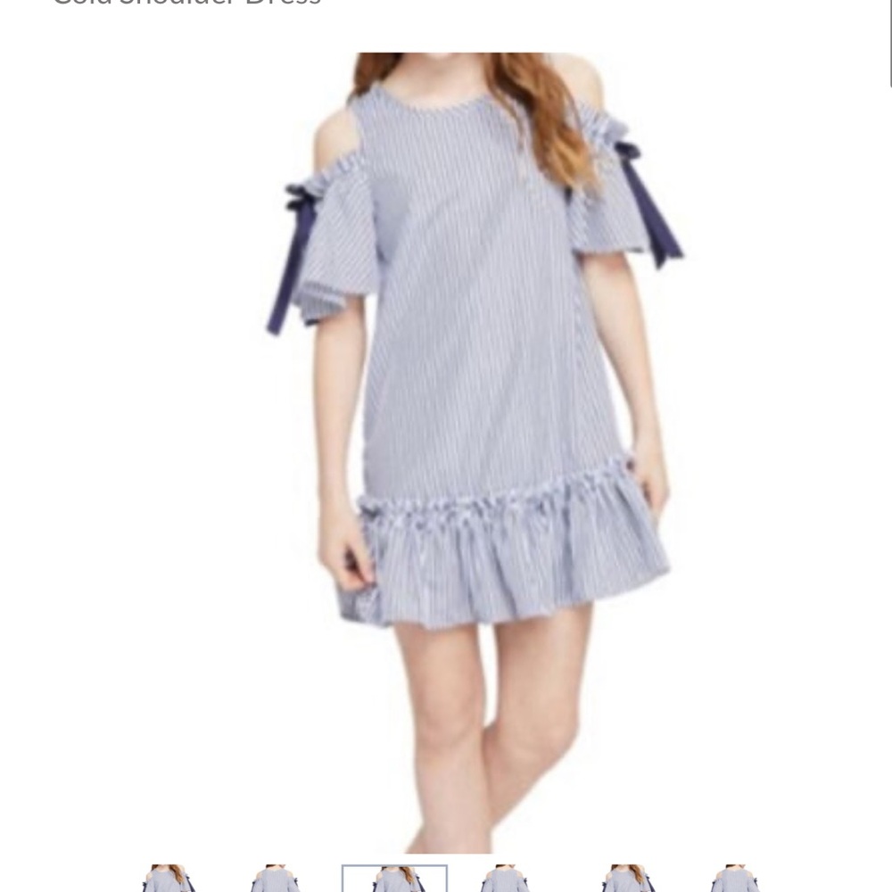 Habitual Blue and White Striped Ruffle Dress